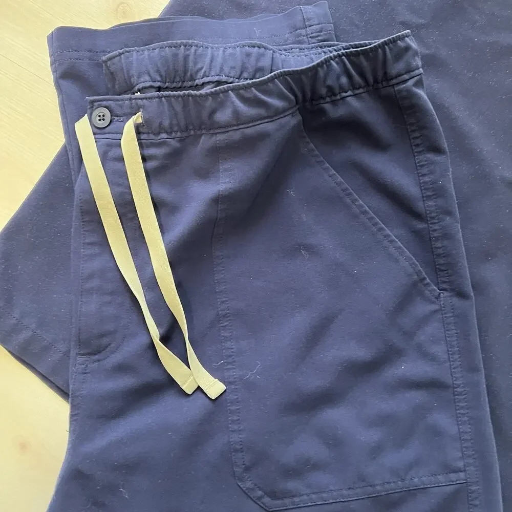 Figs Scrub Set Men 2XL SHORT Leon 3-pocket Top + Cairo Pants Short Navy Blue